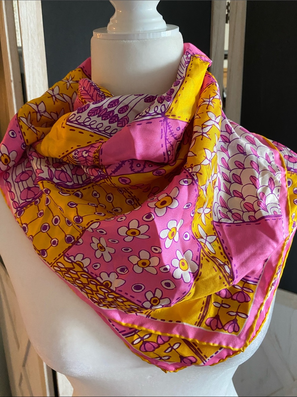 Vintage Vera Neumann Silk Scarf with large Vera logo